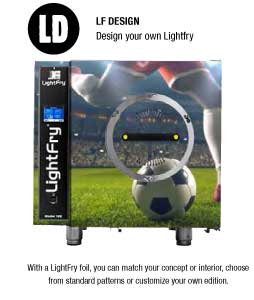 Lightfry with a foil design of a player kicking a soccar ball